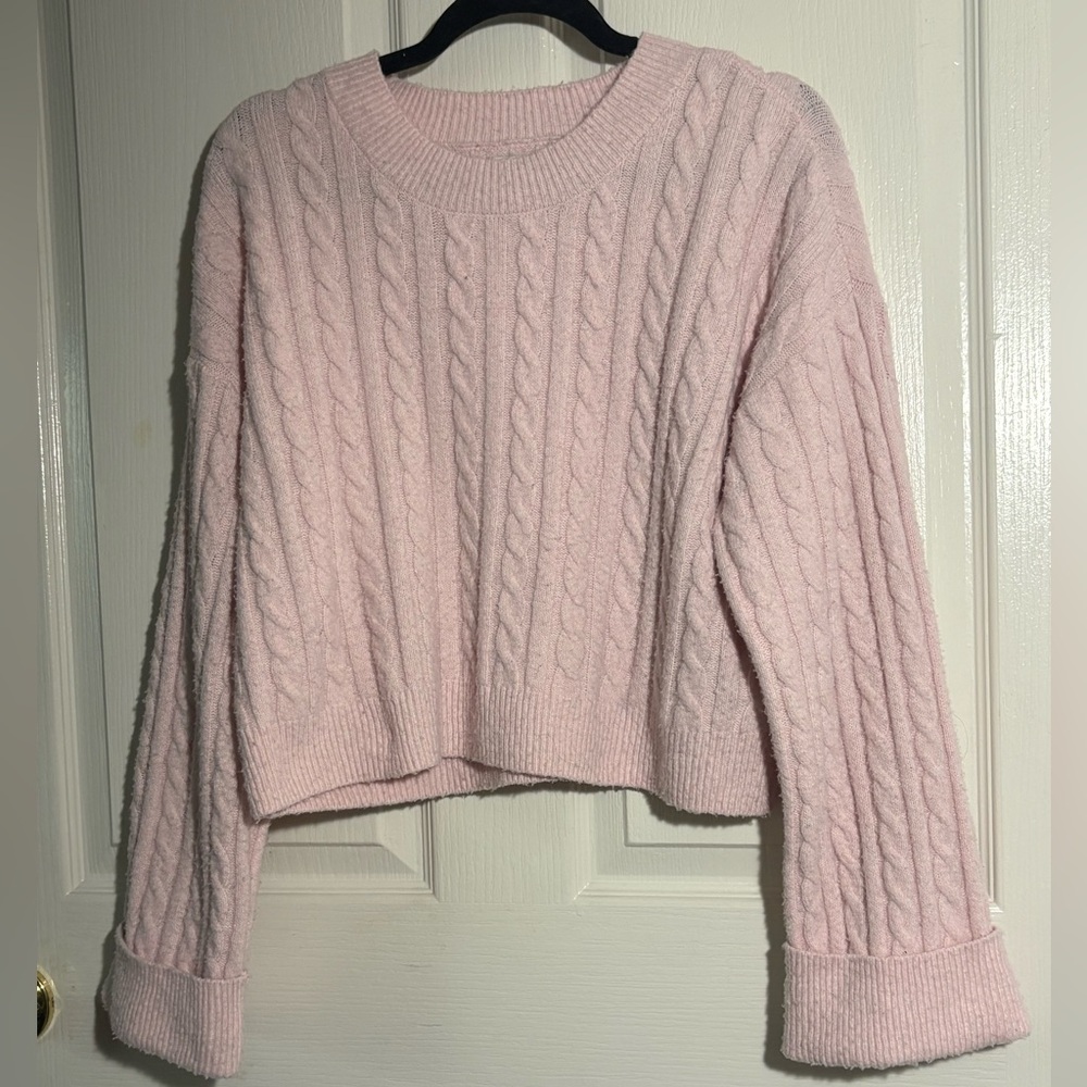 Hollister Light Pink Cable Knit Sweater